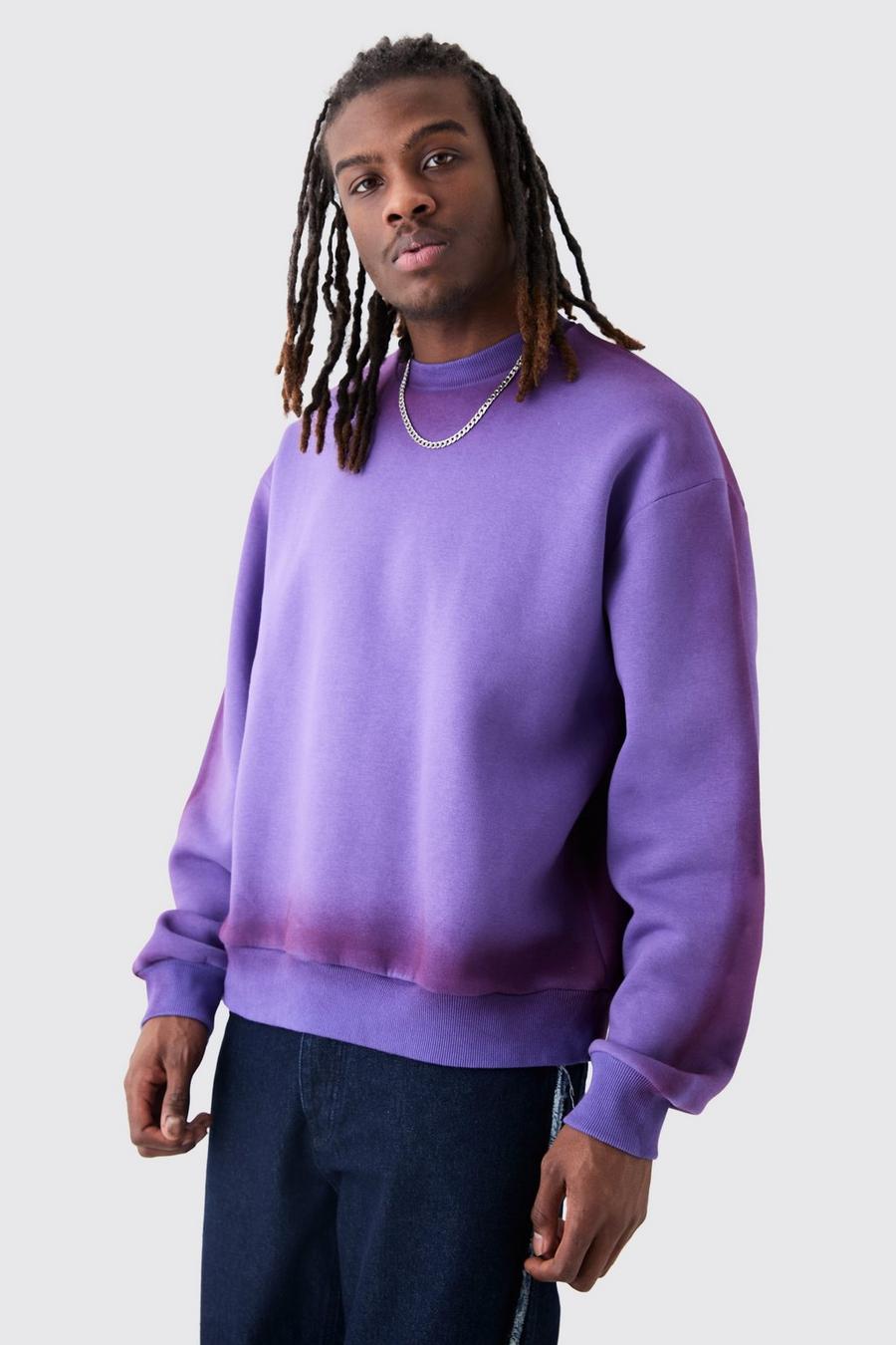 Purple Oversize sweatshirt med spraytvättad effekt image number 1