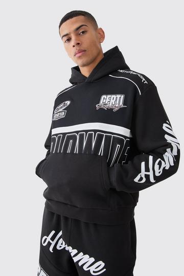 Oversized Boxy Moto Hoodie black