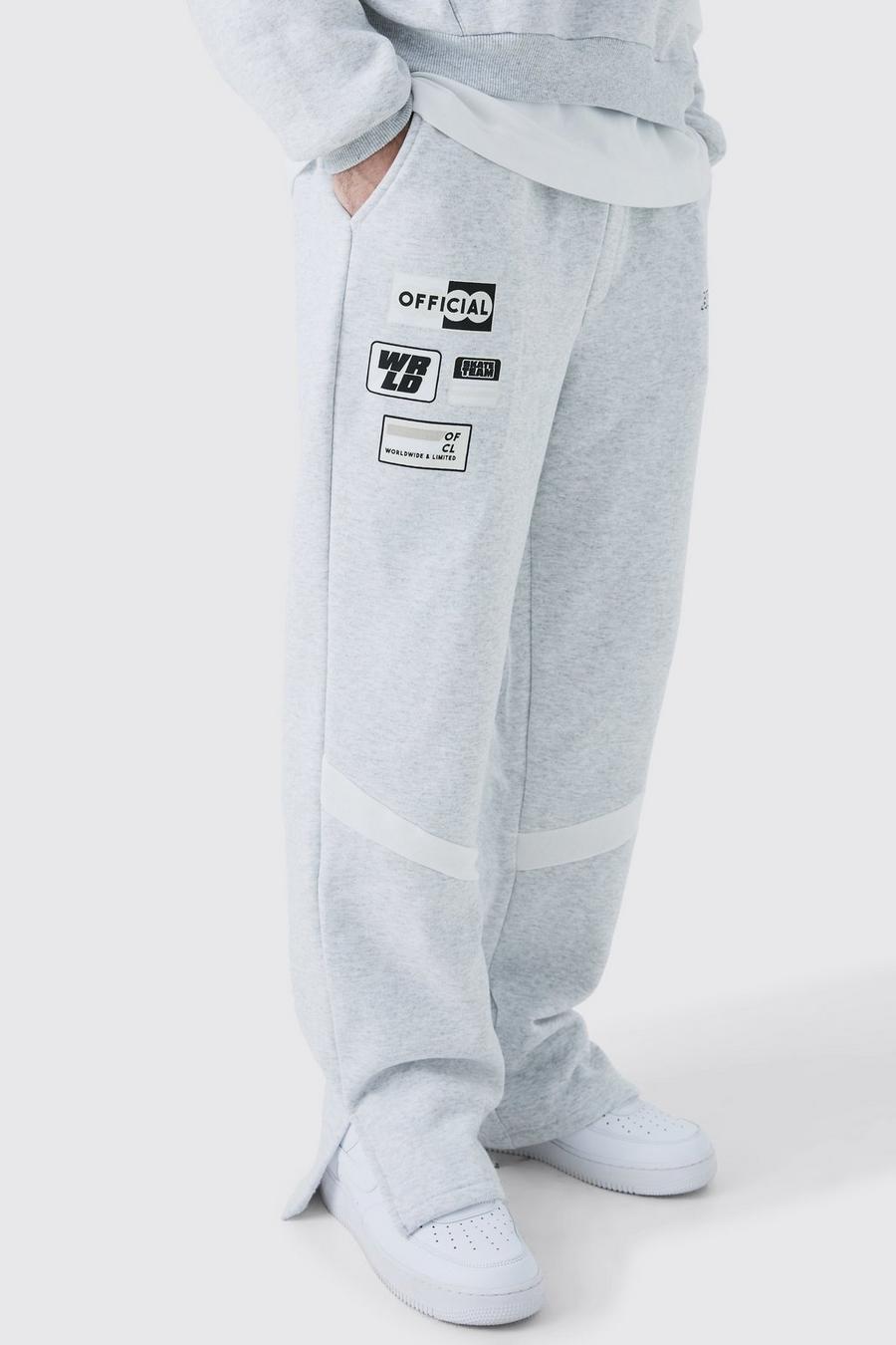 Pantalón deportivo holgado con aplique, Ash grey image number 1