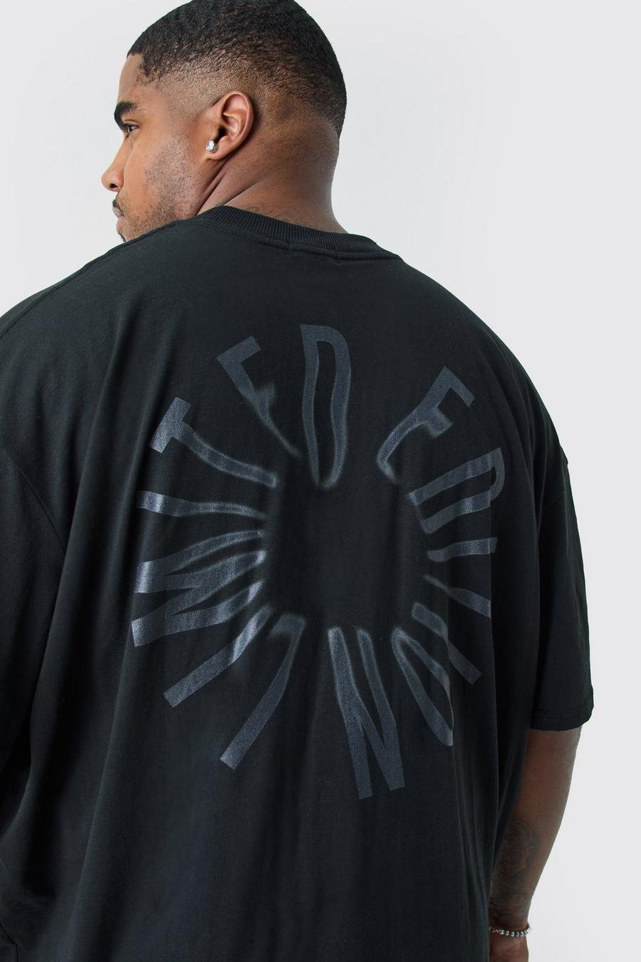 Camiseta Plus oversize con estampado Limited Edition en la espalda, Black image number 1