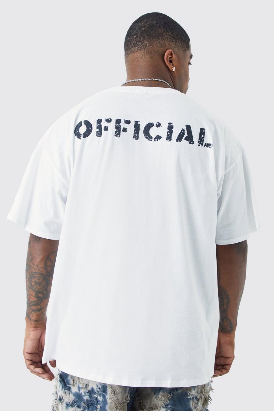 White Plus Oversized Official Back Print T-shirt