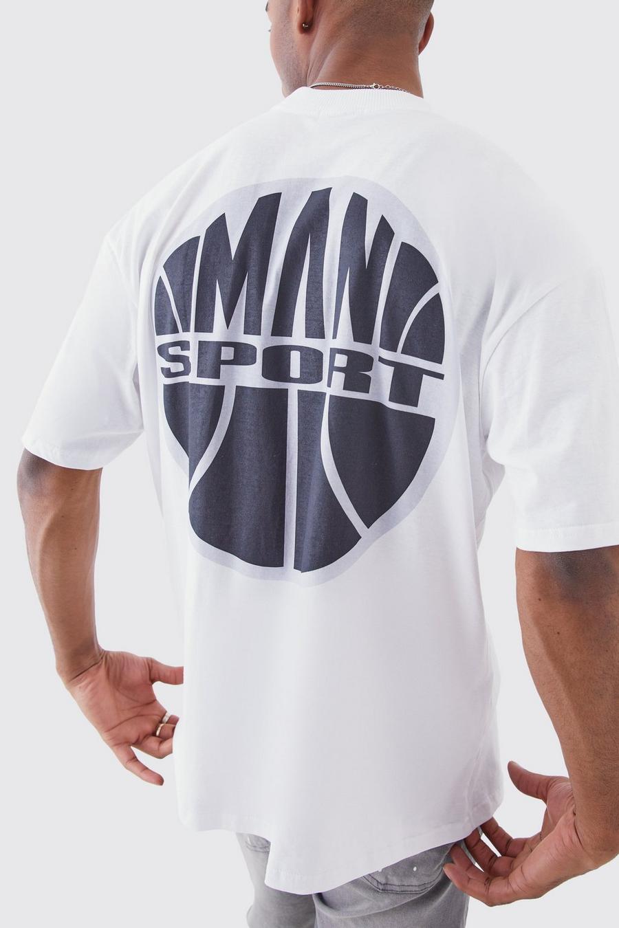 Camiseta Tall MAN con estampado deportivo en la espalda, White image number 1
