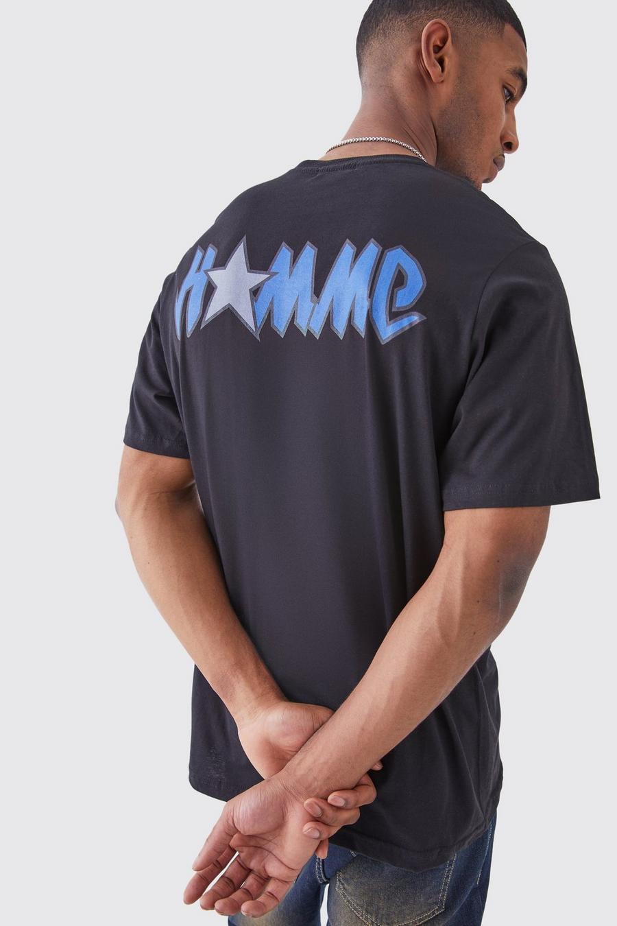 Tall T-Shirt mit Homme Print, Black