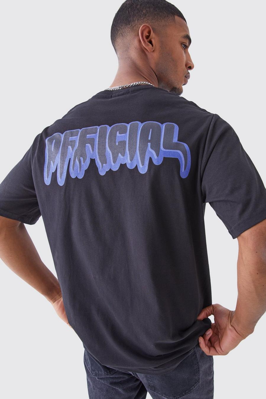 Camiseta Tall oversize Official con estampado en la espalda, Black image number 1