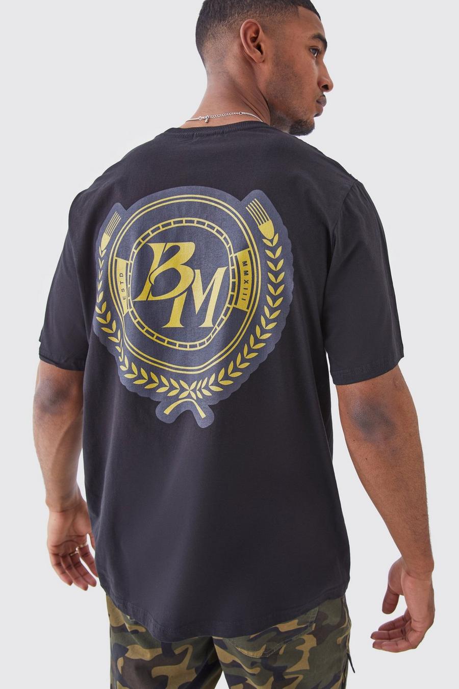 Black Tall Oversized Bm Back Print T-shirt