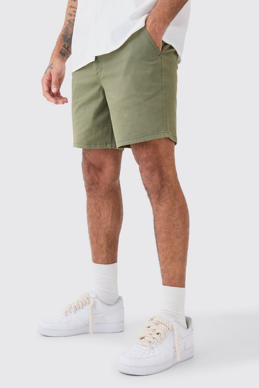 Skinny Chino-Shorts, Khaki