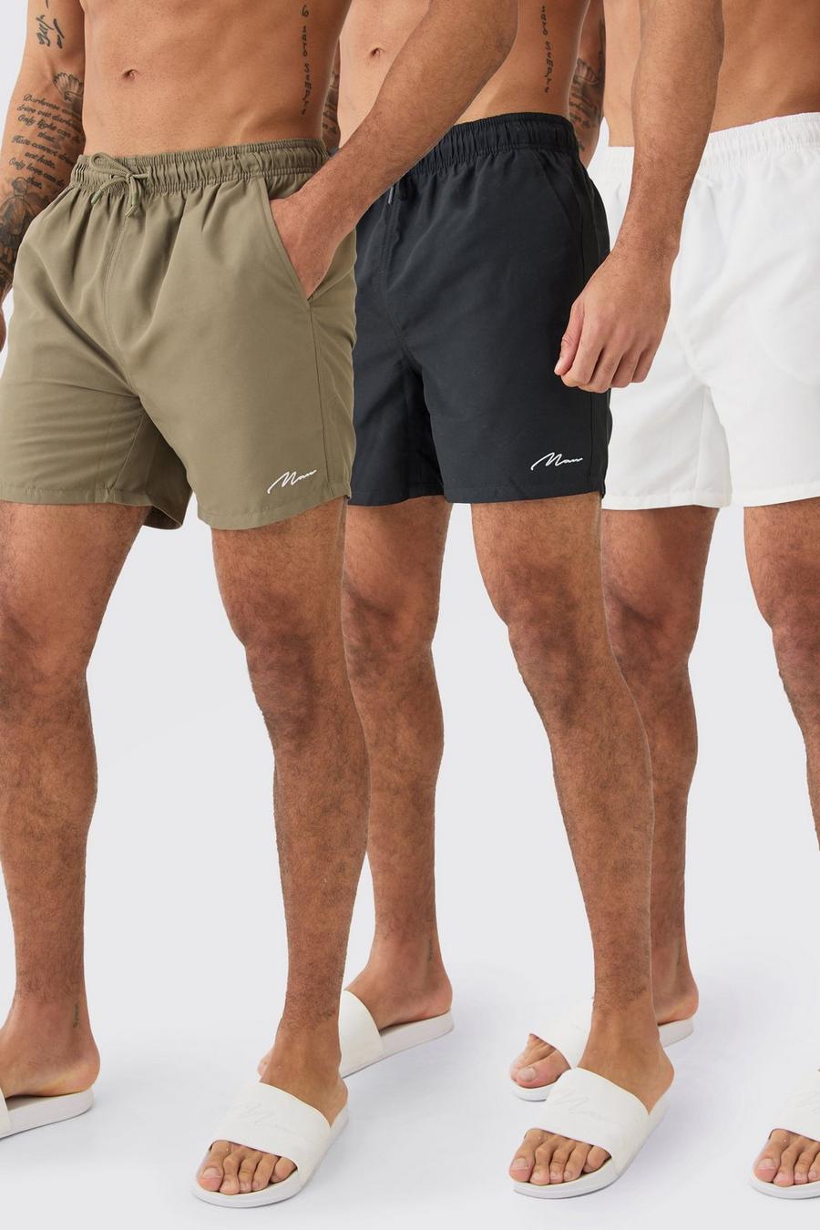 Lot de 3 shorts de bain mi-longs à logo signature - MAN, Multi