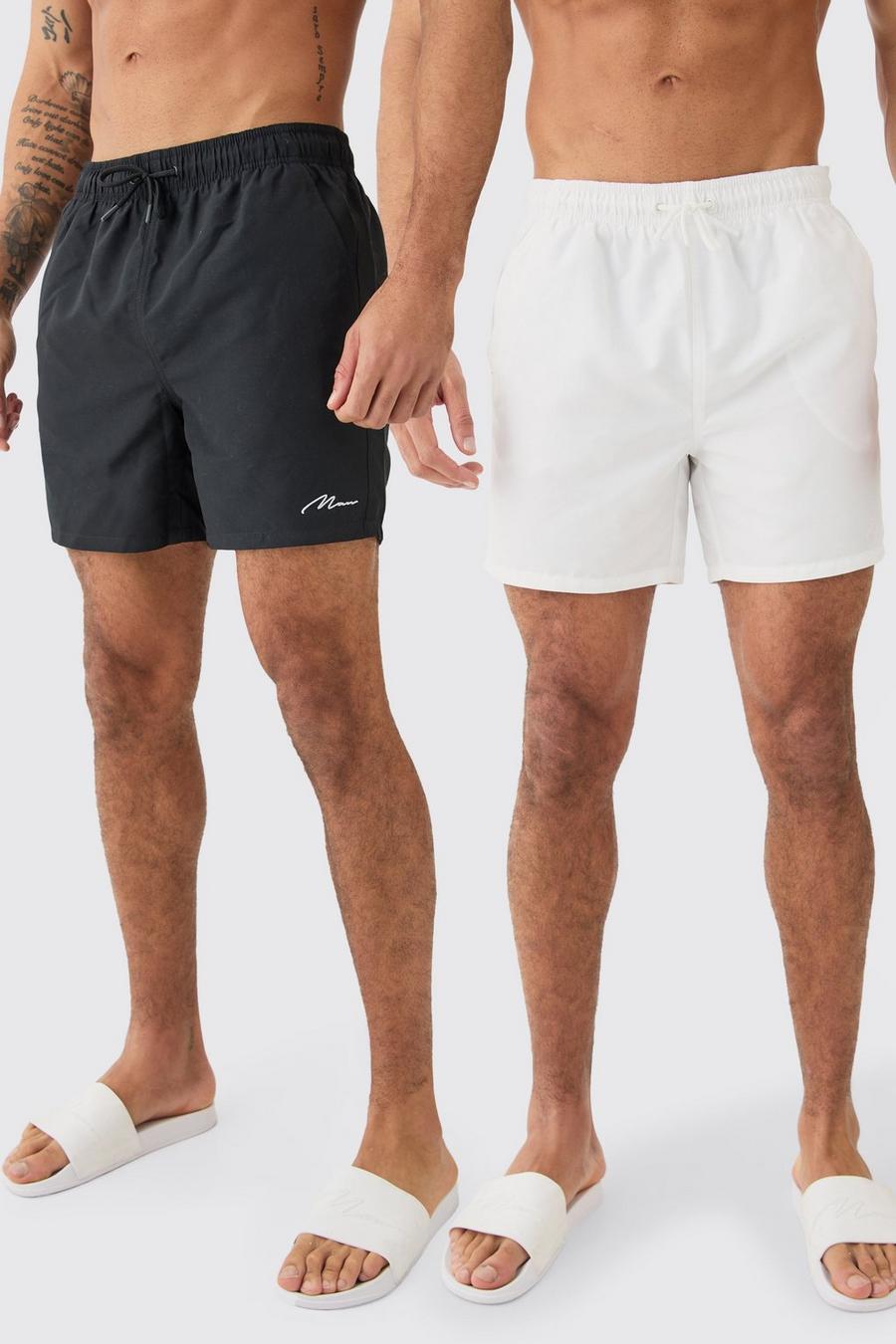 Costume a pantaloncino medio con firma Man - set di 2 paia, Multi image number 1