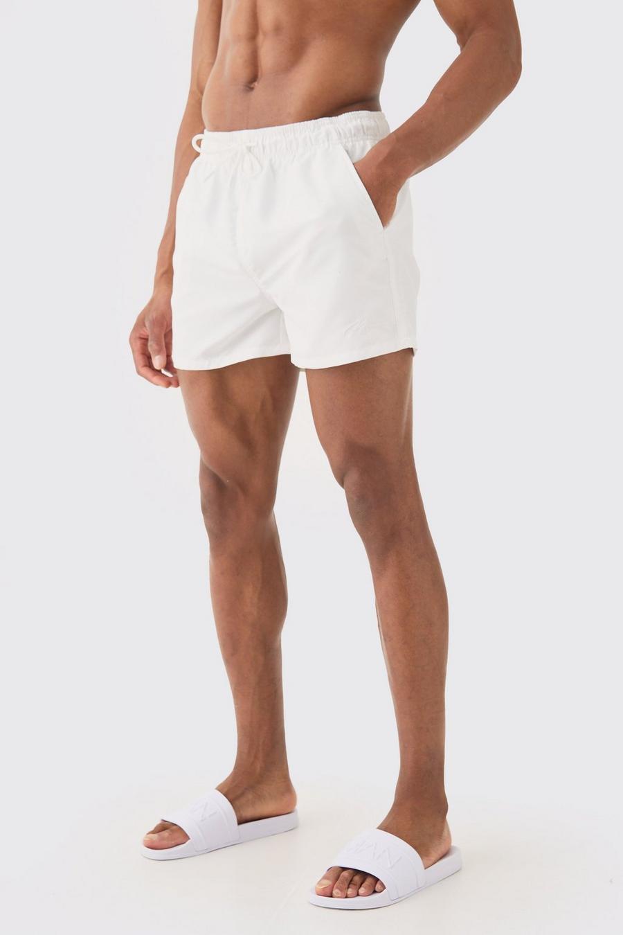 Pantaloncini da bagno corto con firma Man, White image number 1