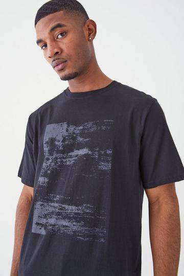 Tall Oversized Abstract Chest Print T-shirt black