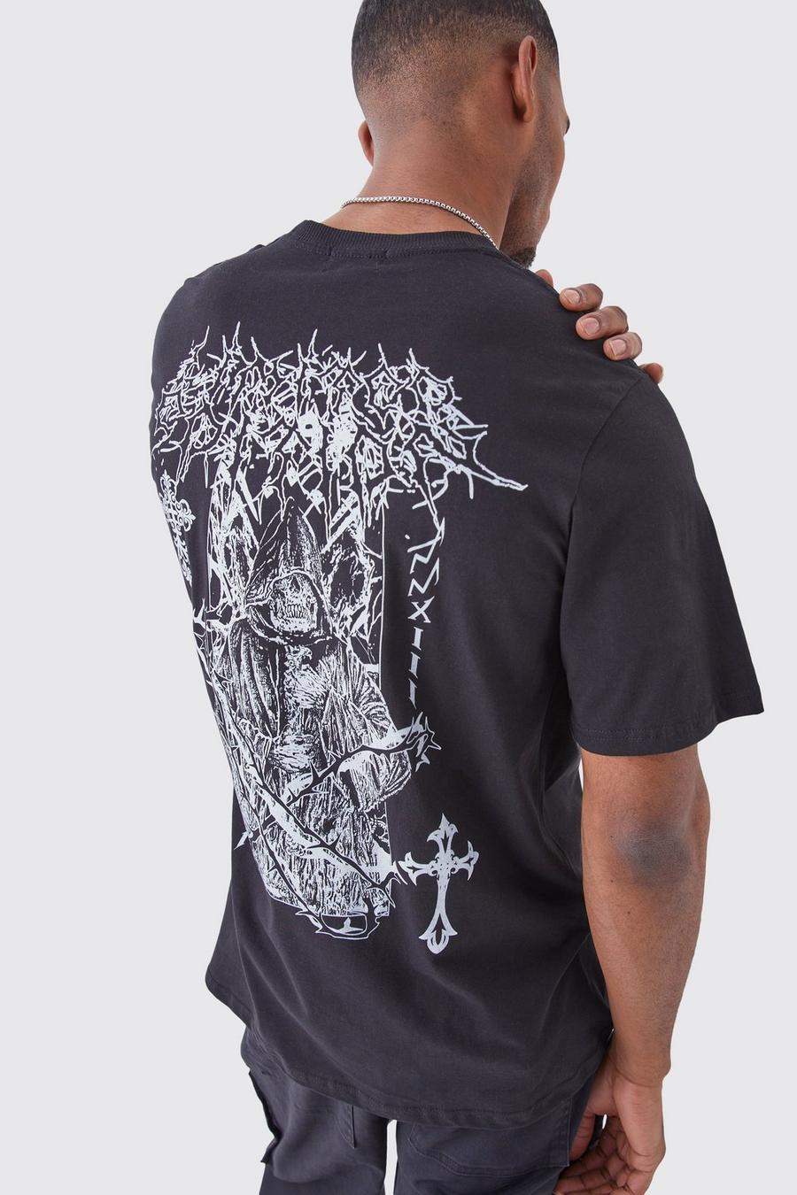 Tall Oversized Gothic Back Print T-shirt