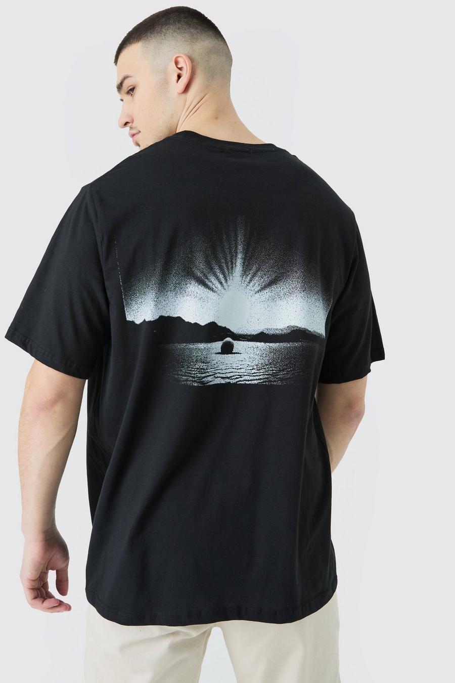 Black Tall Oversized Landscape T-shirt image number 1