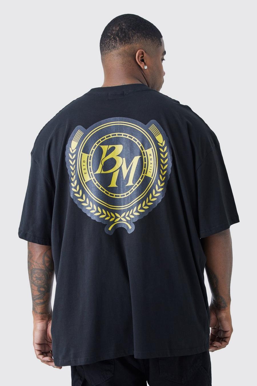 Black Plus BM Oversize t-shirt med tryck på ryggen image number 1