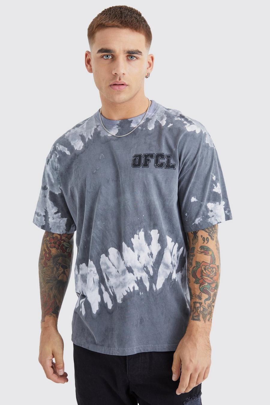 Charcoal Oversize t-shirt med batikmönster image number 1