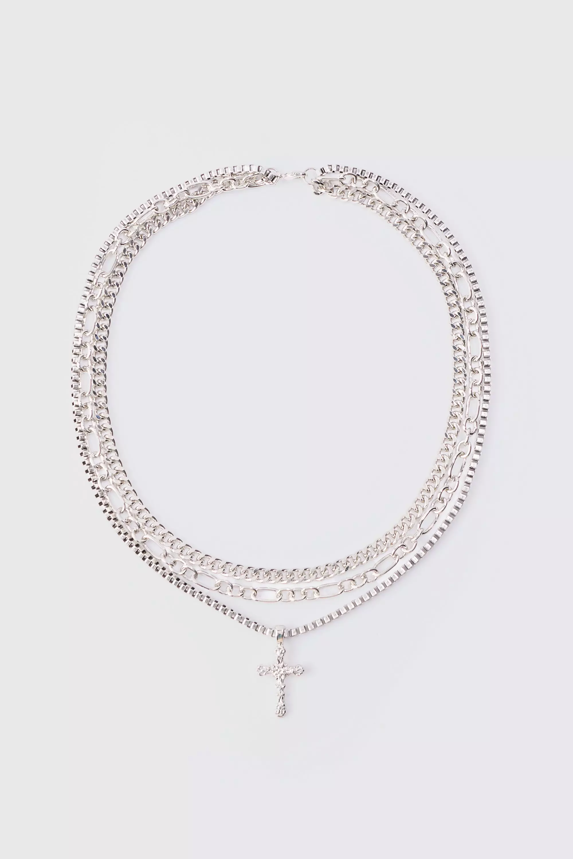 Silver Cross Multi Layer Necklace alternative image