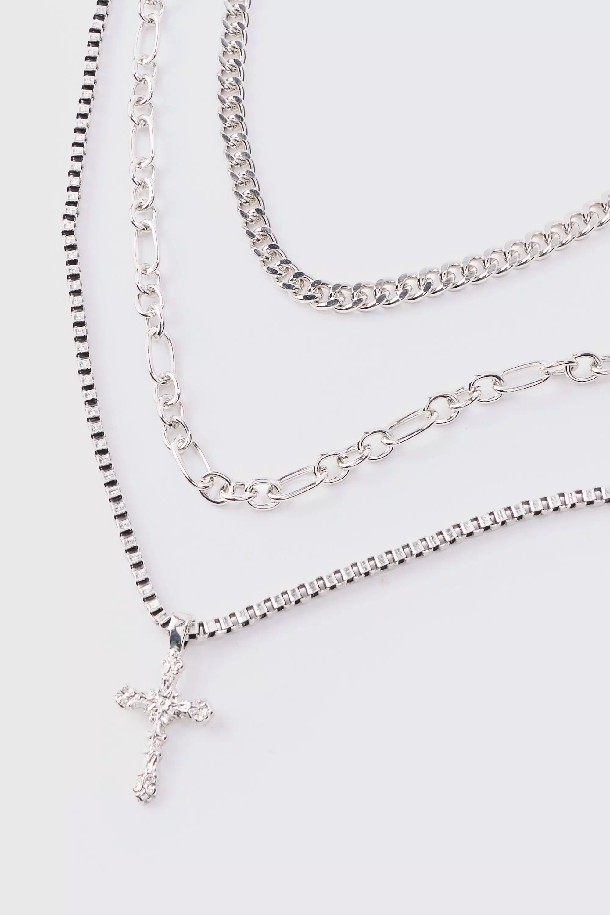 Silver Cross Multi Layer Necklace alternative image