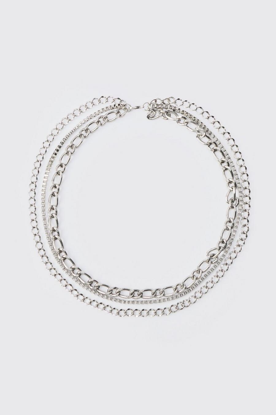 Silver Chain Multi Layer Necklace image number 1