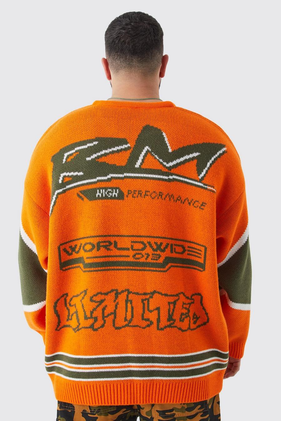 Plus geschnürter Oversize Hockey-Pullover, Orange