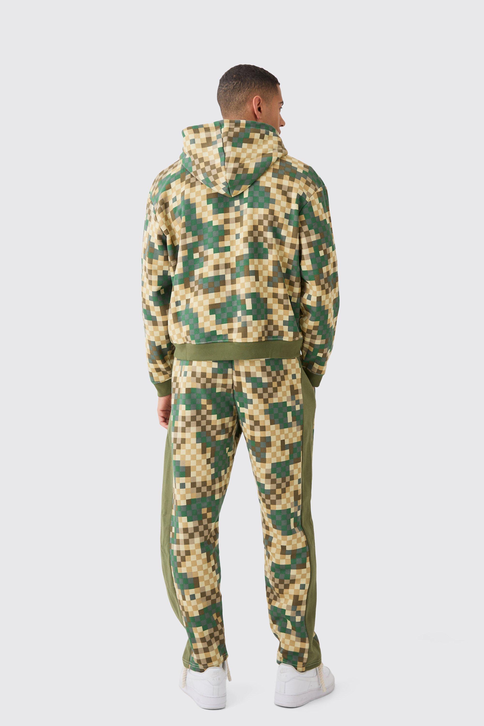 Oversized Boxy Zip Through Camo Hoodie Tracksuit boohoo