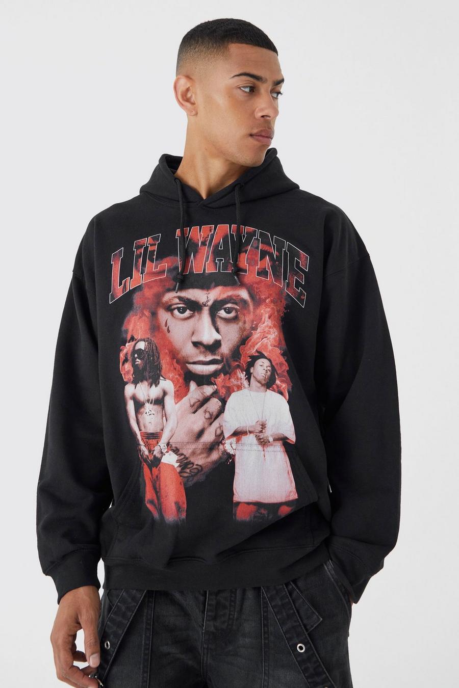 Black Lil Wayne Oversize hoodie med tryck image number 1