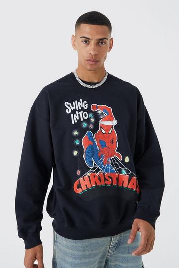 Oversized Christmas Spiderman License Sweatshirt black