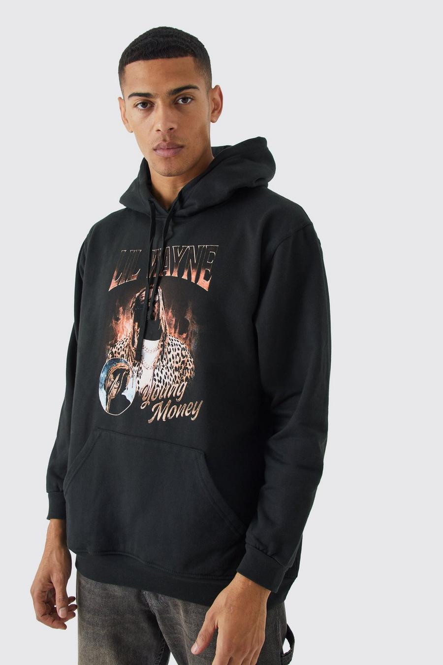 Black Lil Wayne Young Oversize hoodie med tryck image number 1