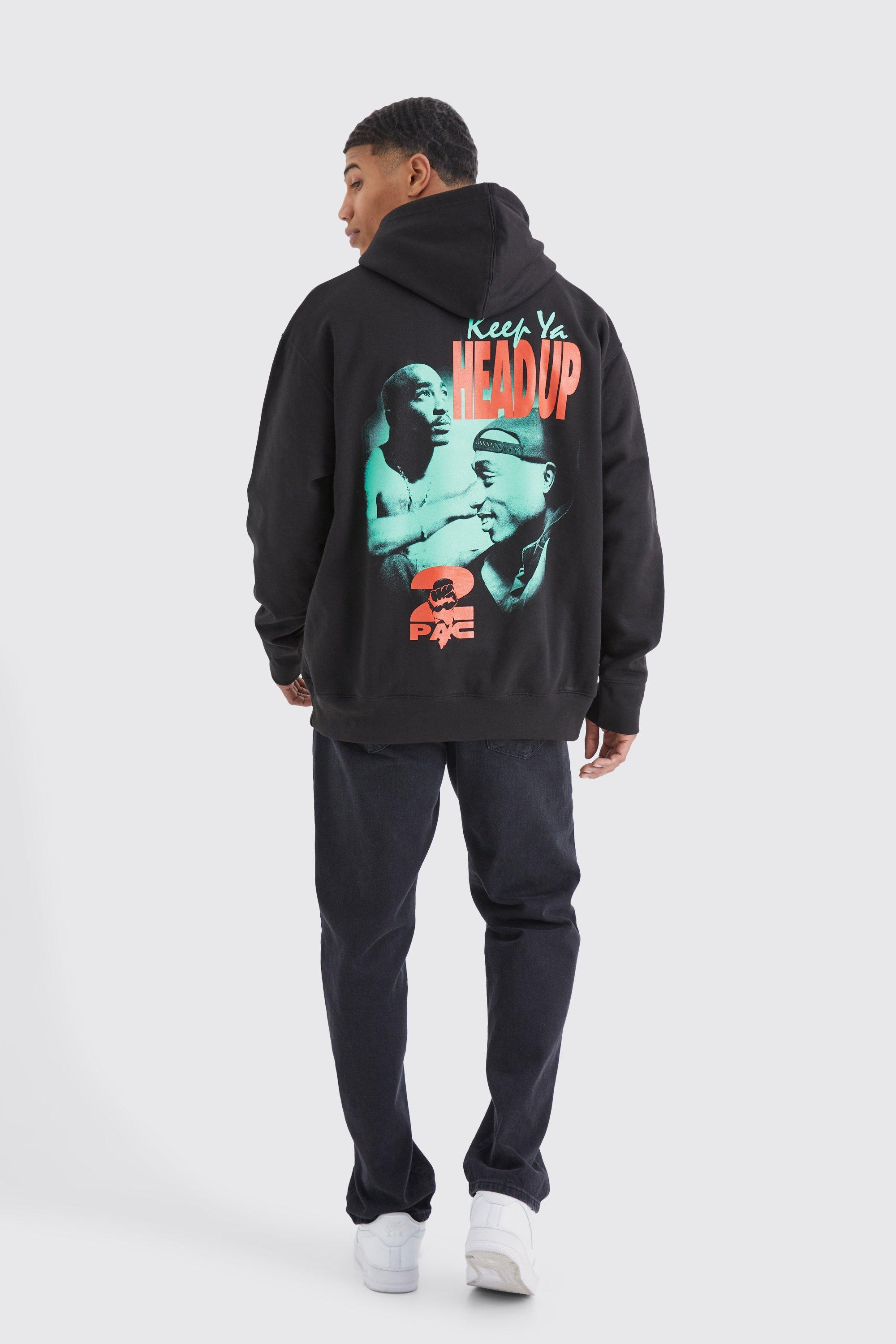 Oversized Tupac Keep Ya Head Up License Hoodie boohoo