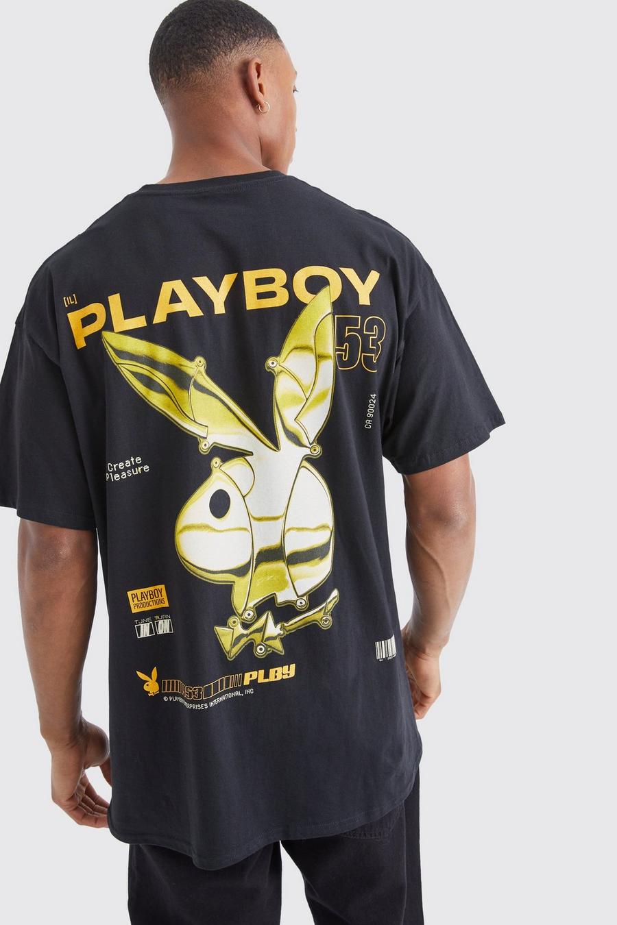 Oversize T-Shirt mit lizenziertem Playboy-Print, Black