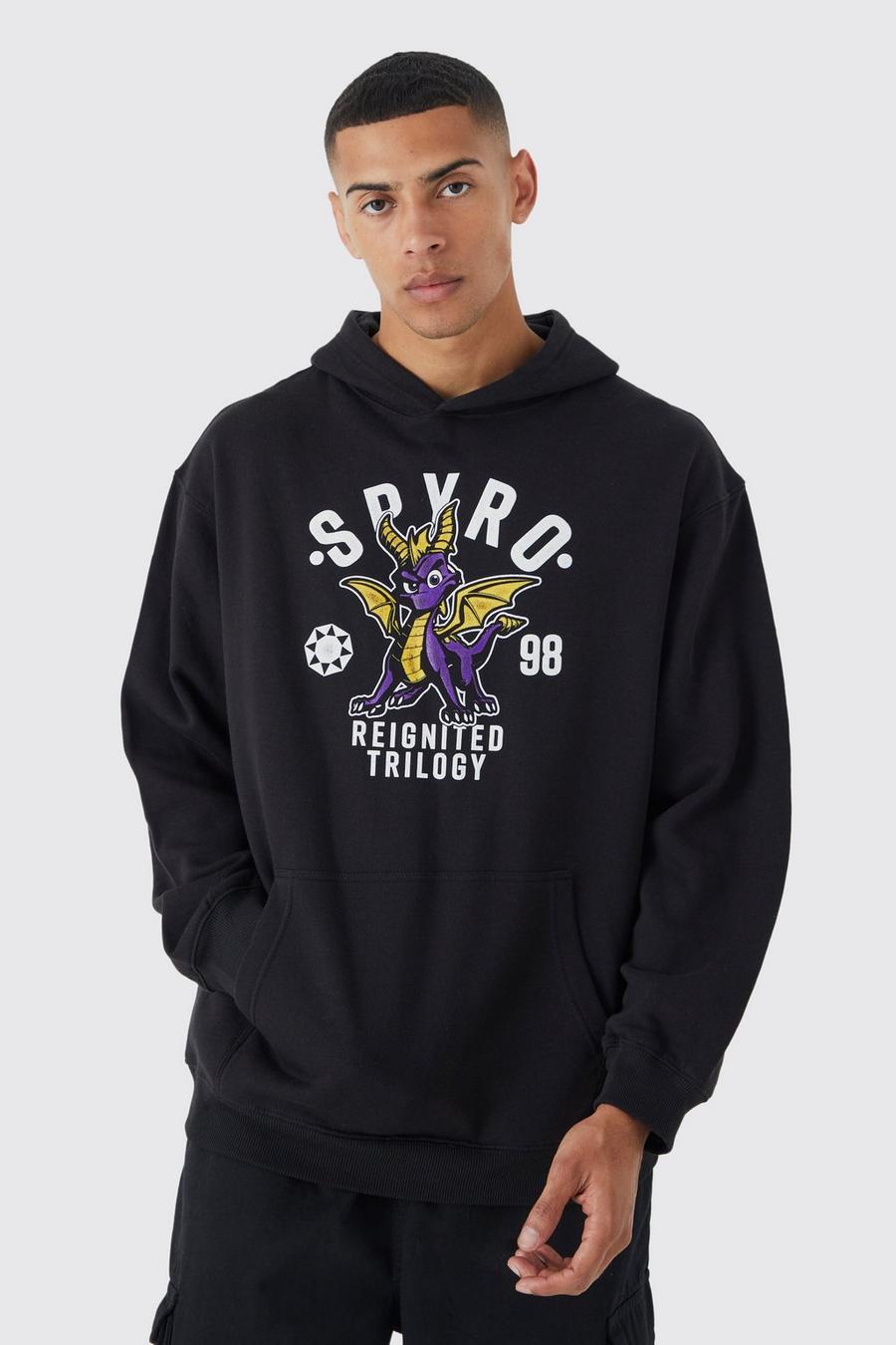 Black Spyro Oversize hoodie med tryck image number 1