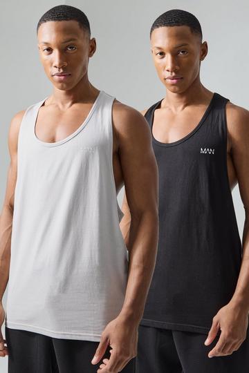 Man Active Gym Vest 2 Pack black