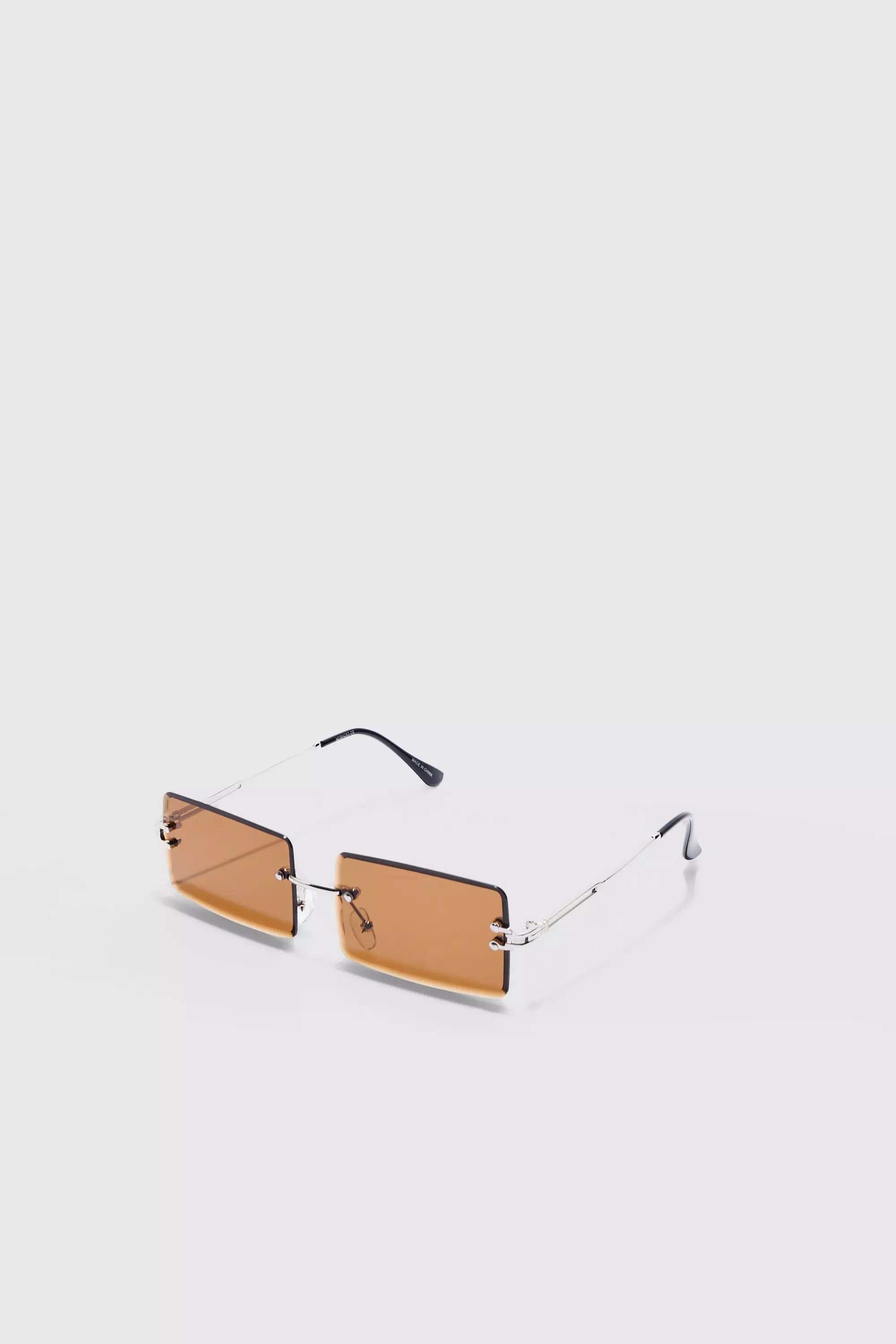 Brown Rimless Rectangular Sunglasses alternative image