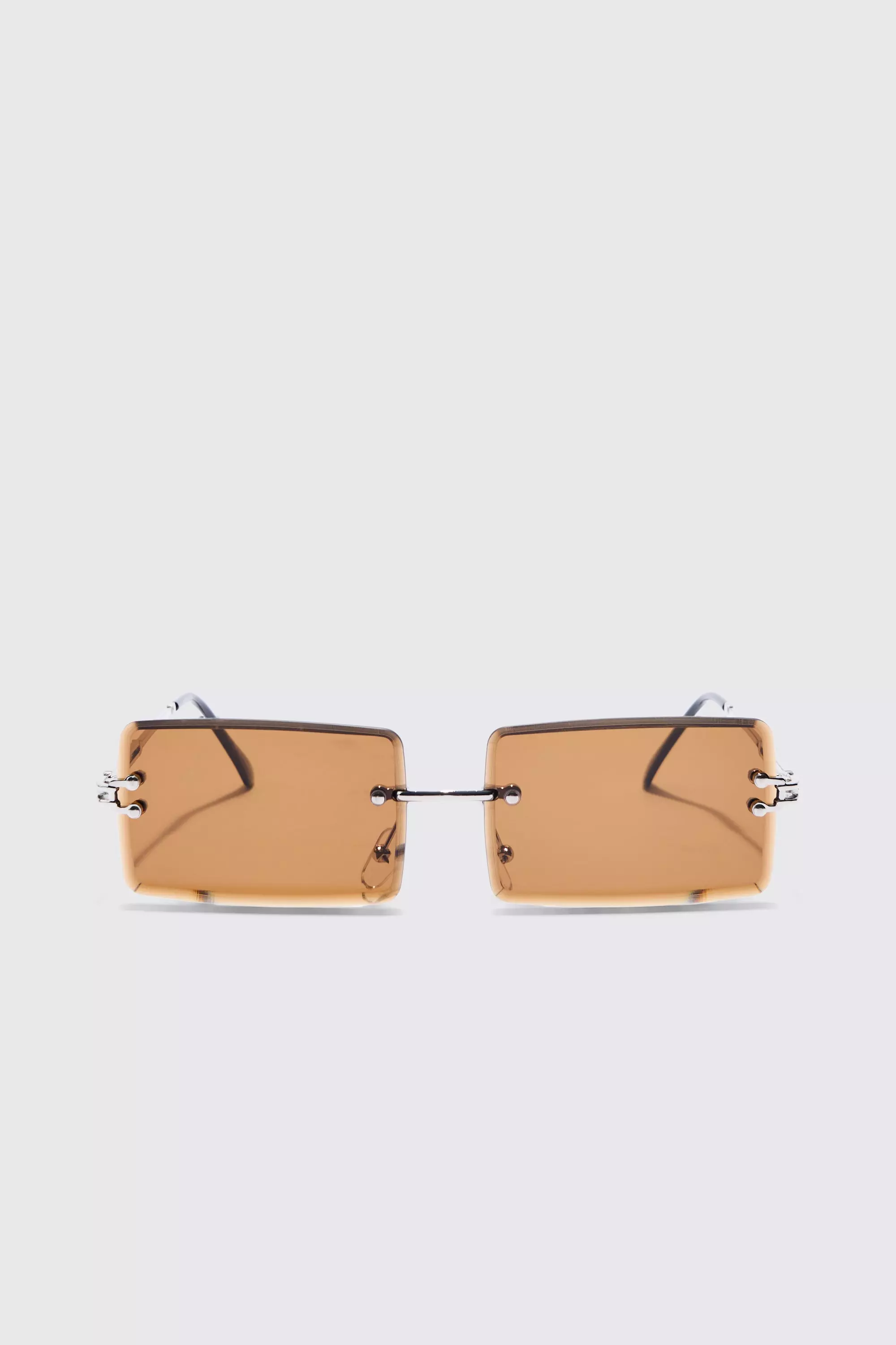 Brown Rimless Rectangular Sunglasses alternative image