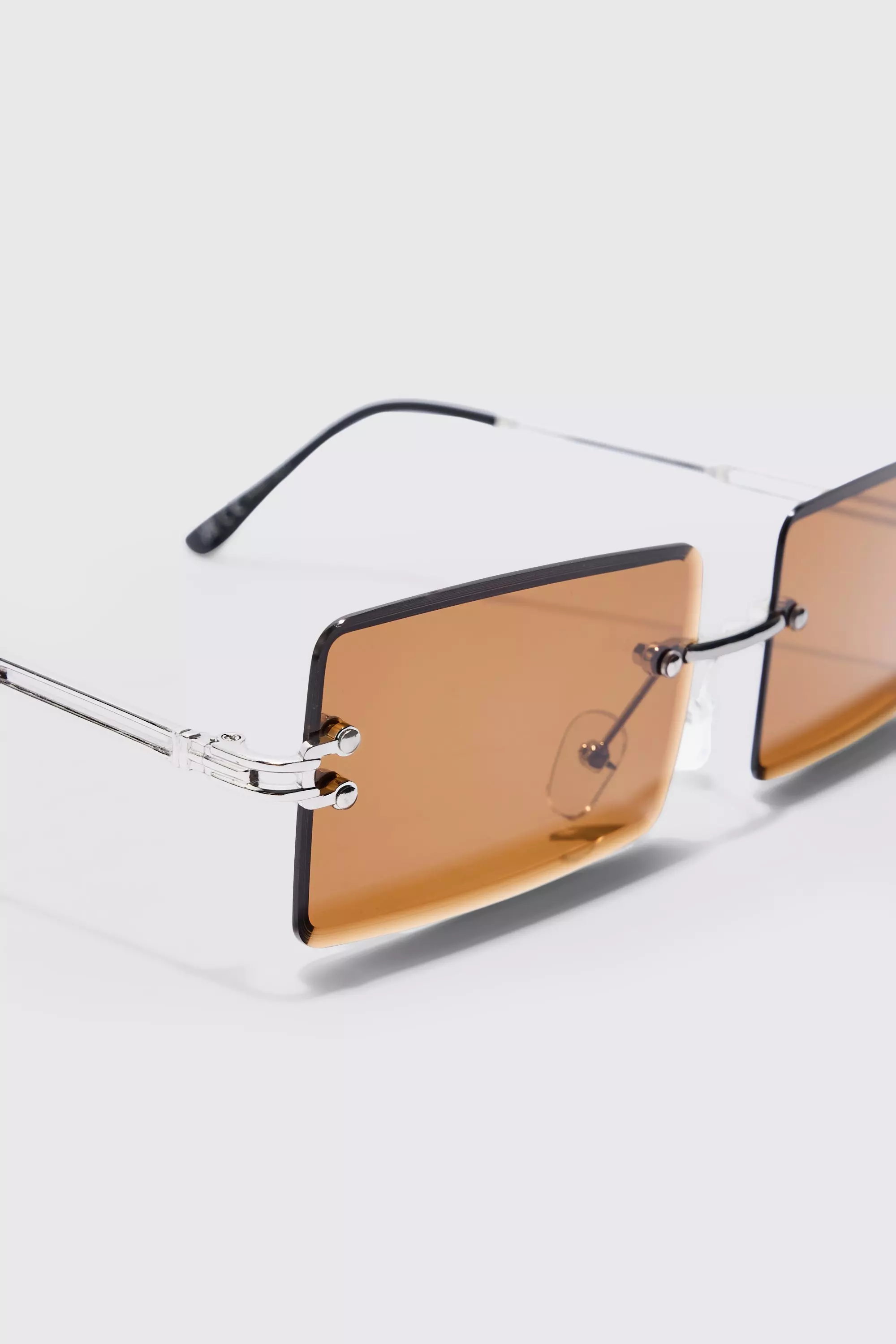 Brown Rimless Rectangular Sunglasses alternative image