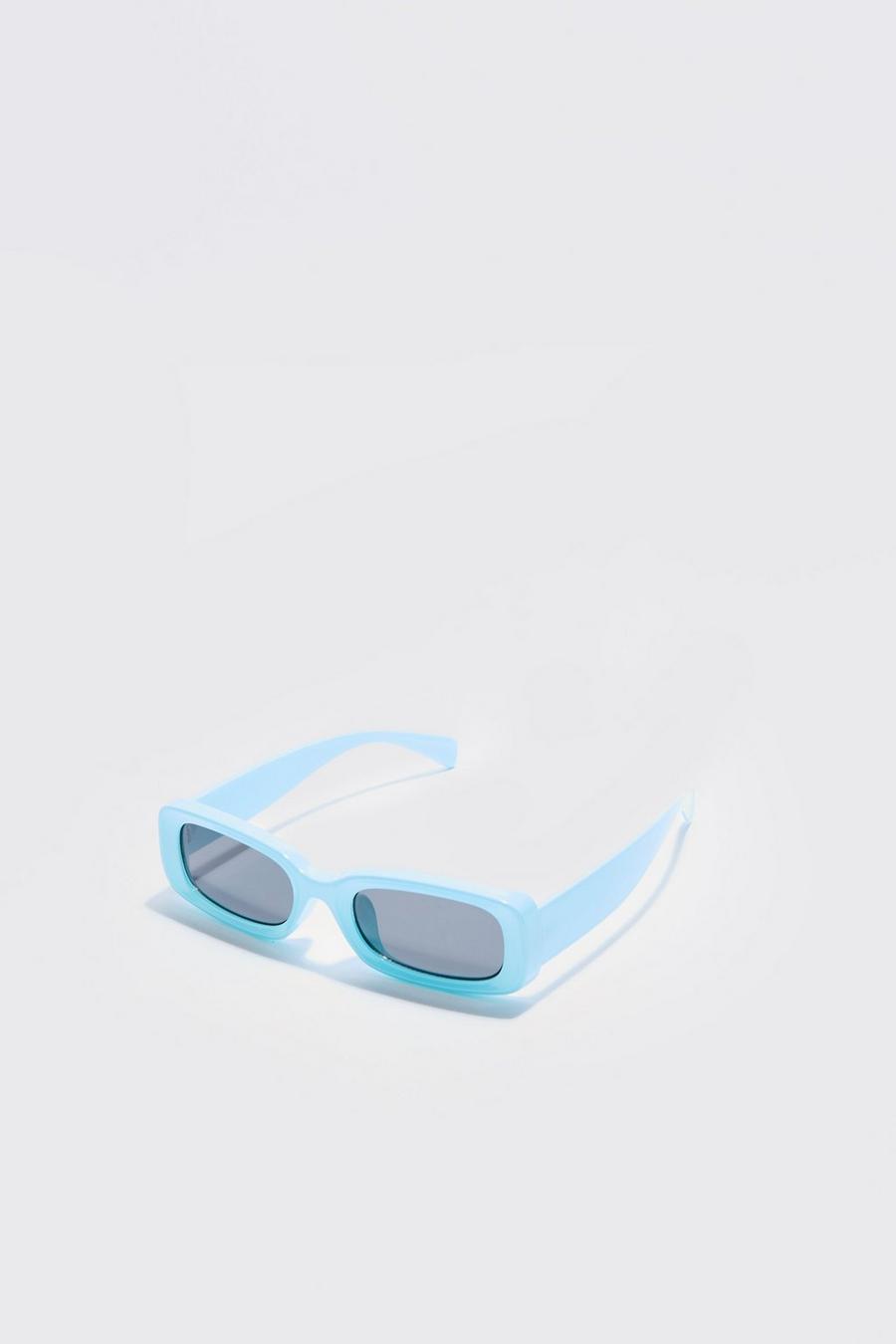 Occhiali da sole rettangolari spessi in plastica, Light blue image number 1