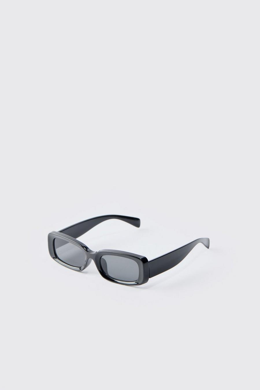 Black Chunky Plastic Rectangular Sunglasses image number 1
