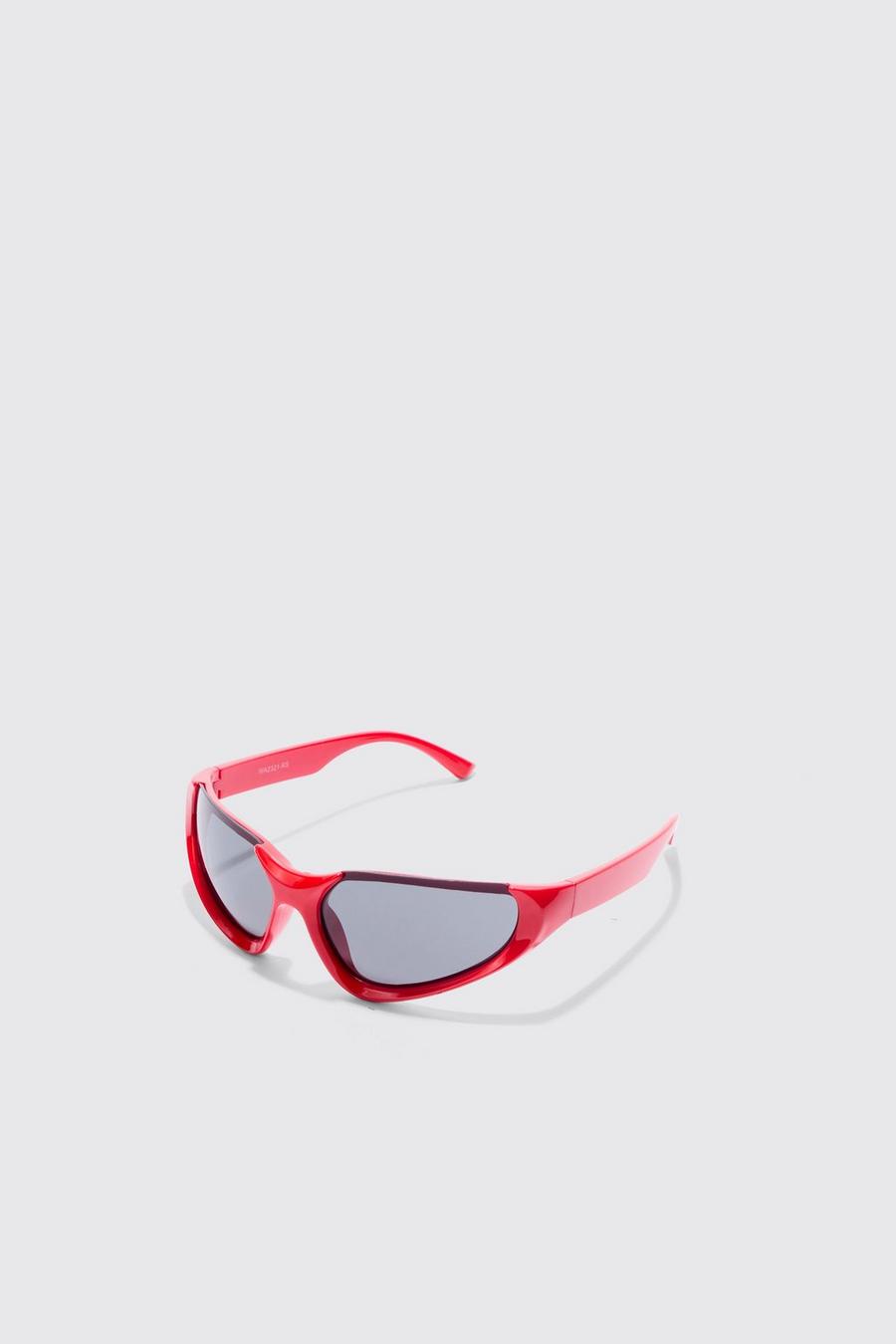 Red Racer Half Rimless Flat Sunglasses