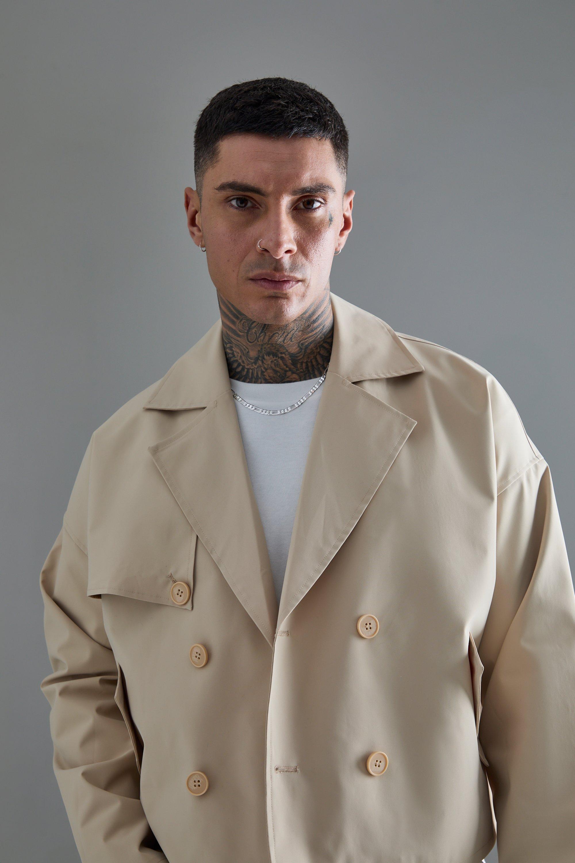 Mens trench hot sale coat boohoo