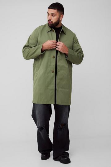 Plus Classic Contrast Panel Trench Coat khaki