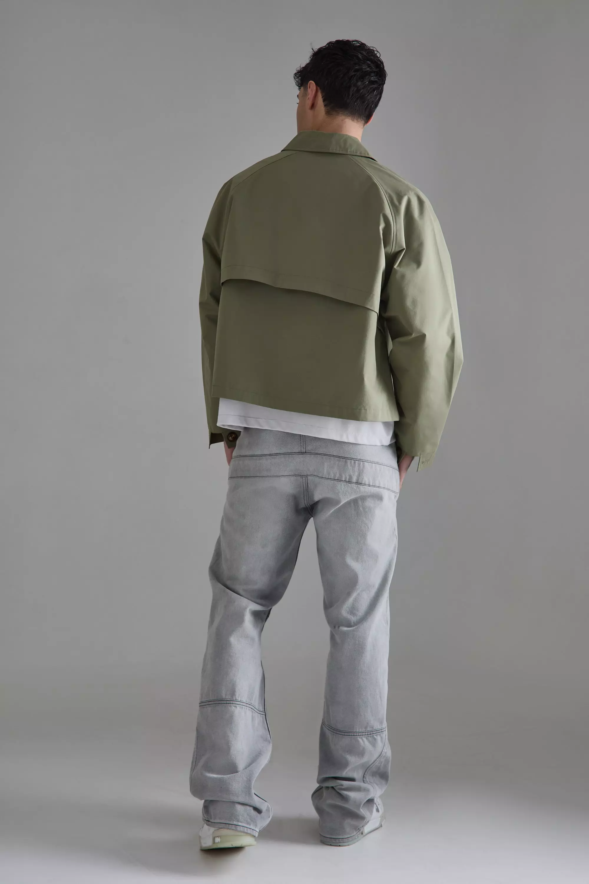 Khaki Boxy Oversized Trench Coat صورة بديلة