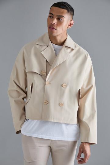 Cropped Double Breasted Trench Coat sand