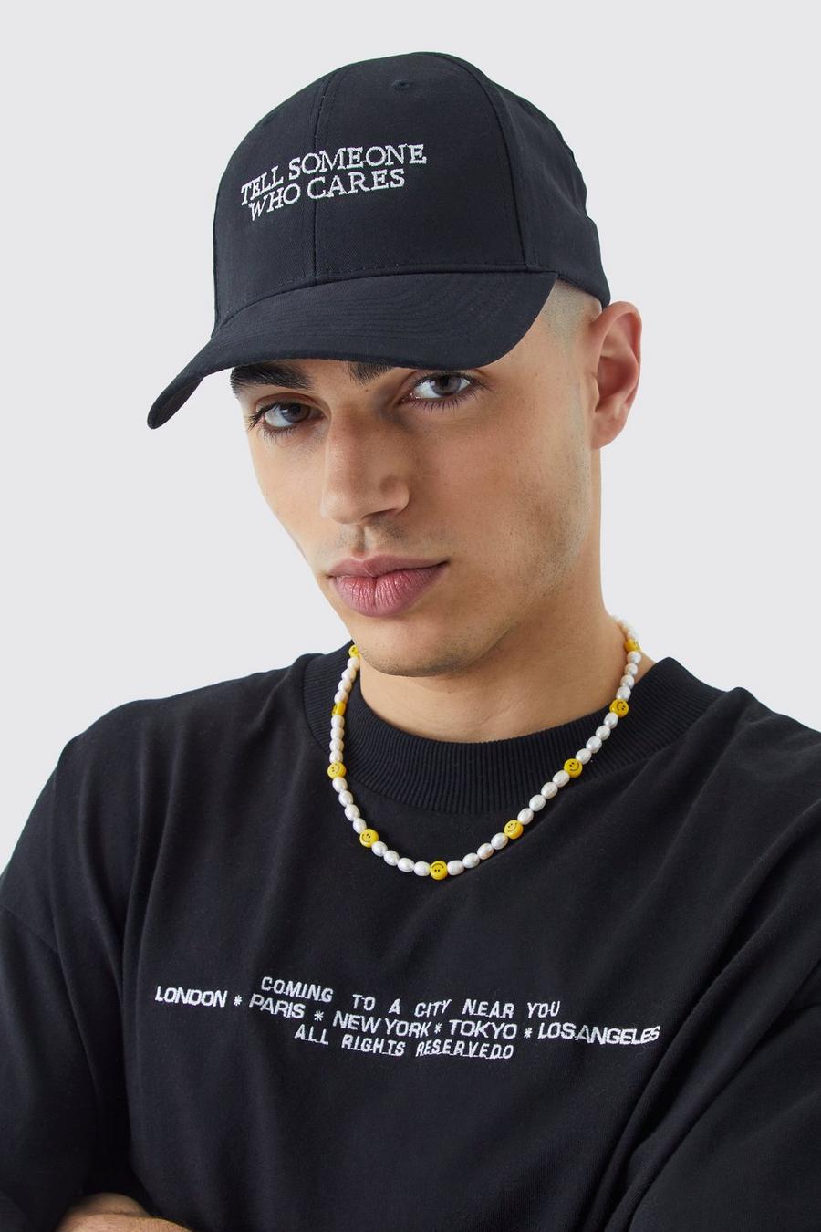 Cappello da baseball con slogan ricamato, Black image number 1