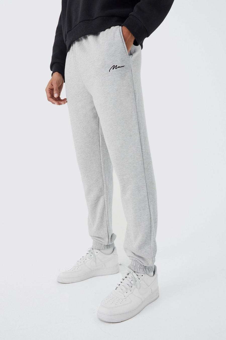 Pantaloni tuta Regular Fit con firma Man, Grey marl image number 1