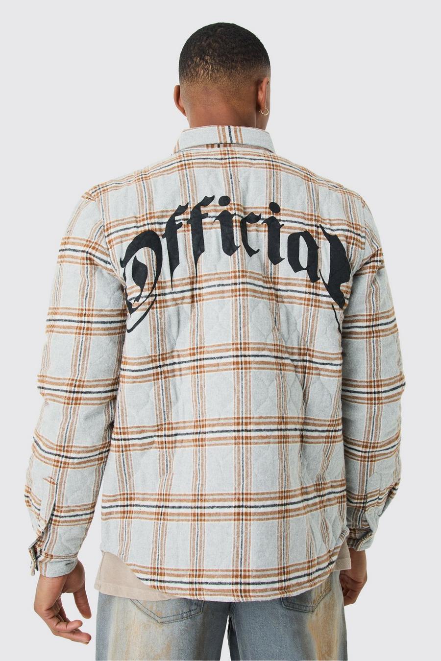 Stone Quilted Checked Overshirt image number 1