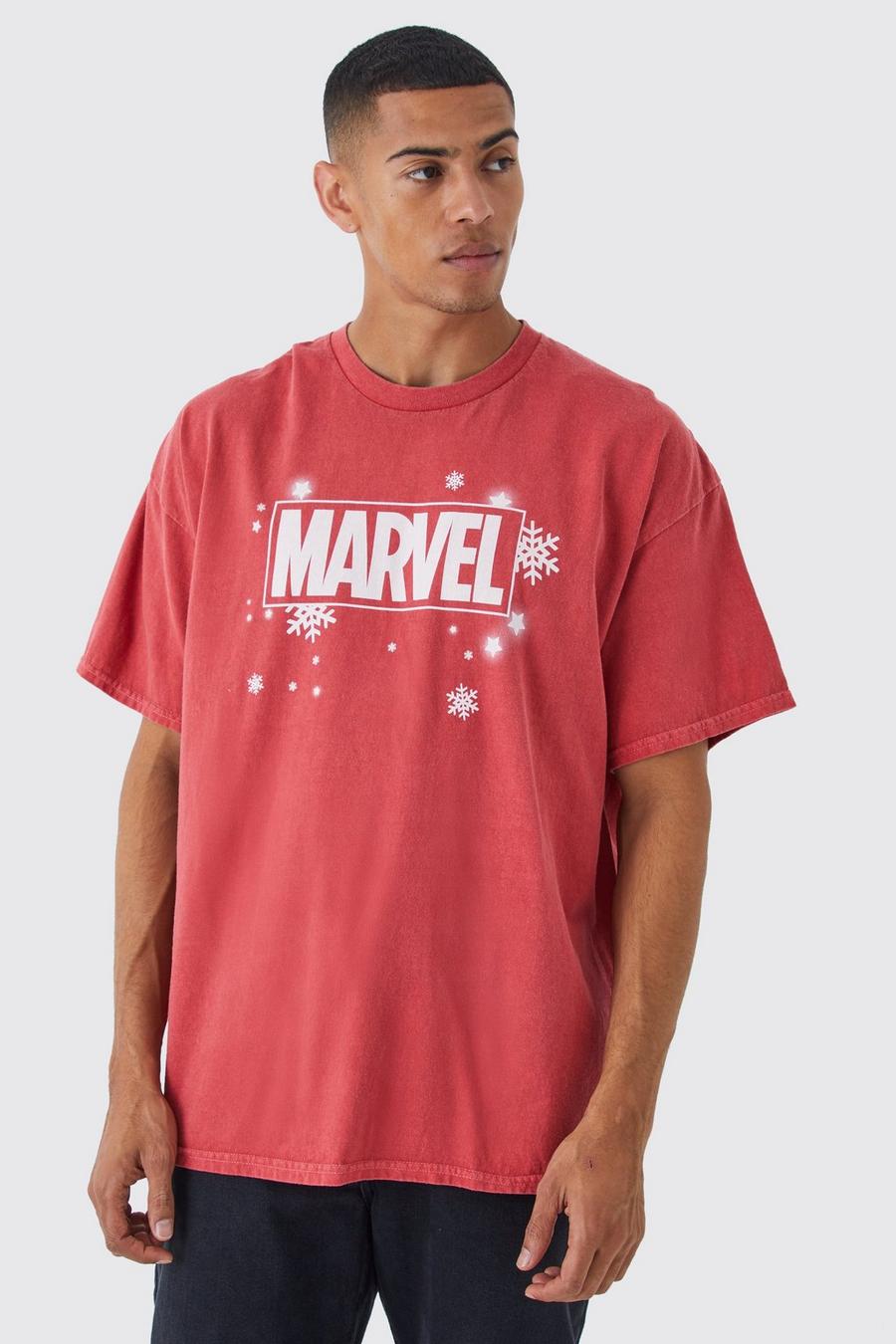 T-shirt natalizia oversize ufficiale Marvel, Red