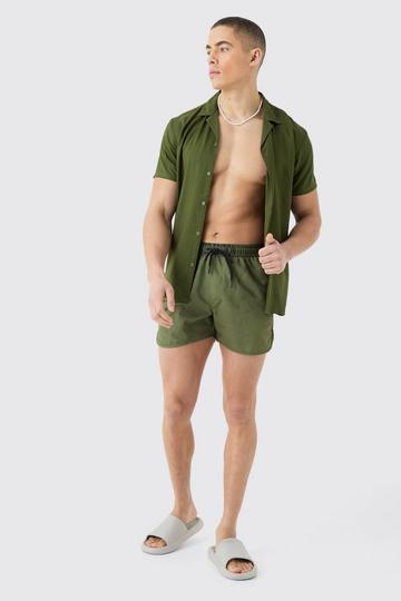 Short Sleeve Shirt & Swim Set khaki