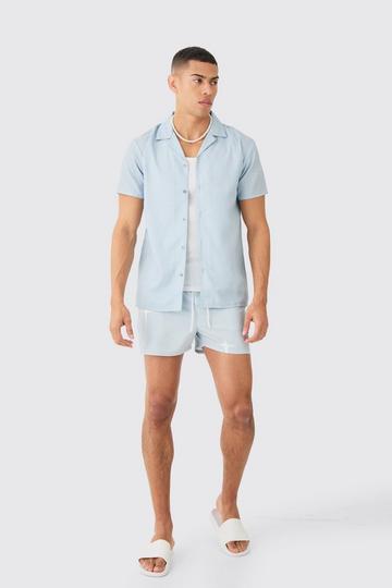 Short Sleeve Star Shirt & Swim Set light grey