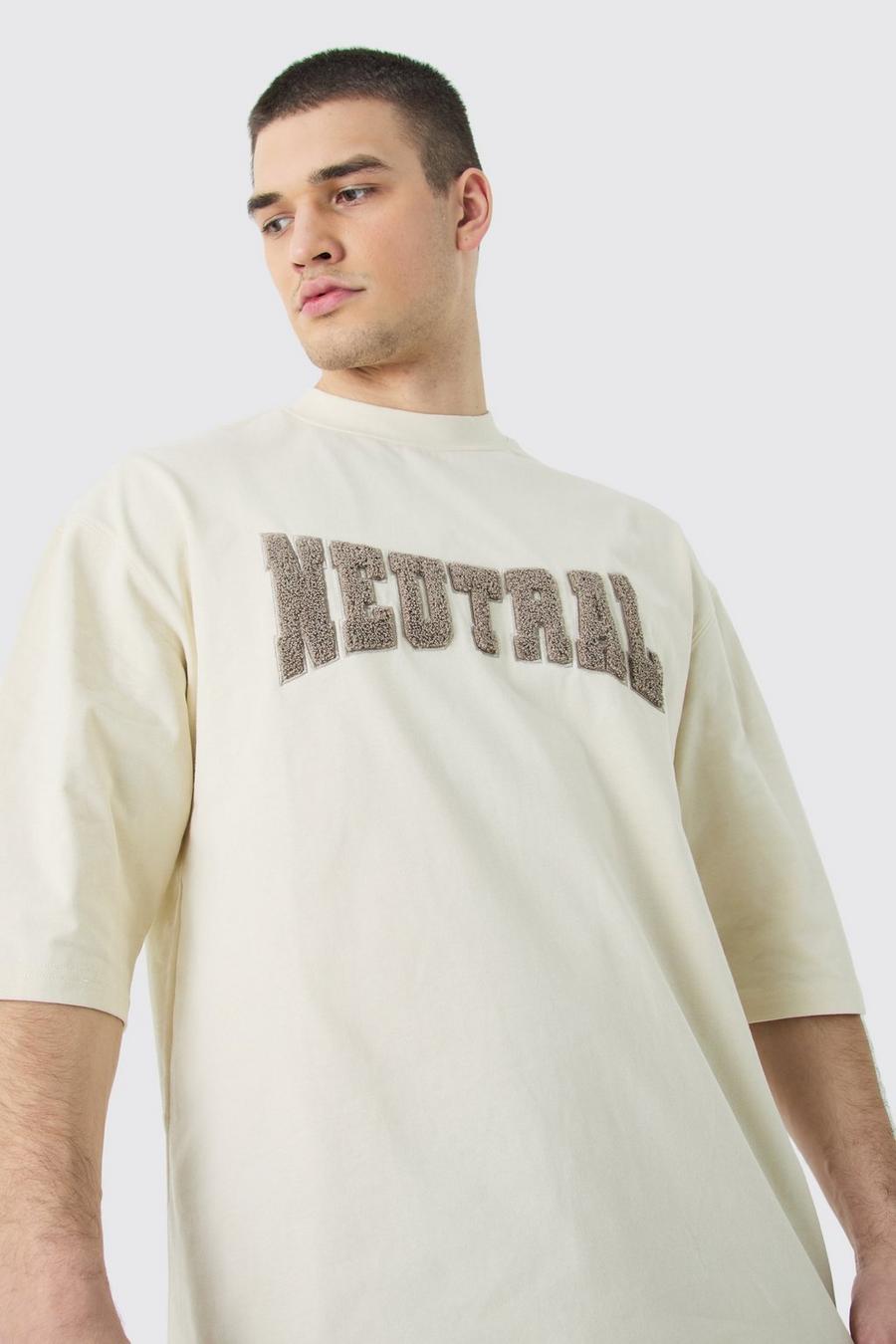Stone Tall Oversized Nepwollen T-Shirt Met Halve Mouwen image number 1