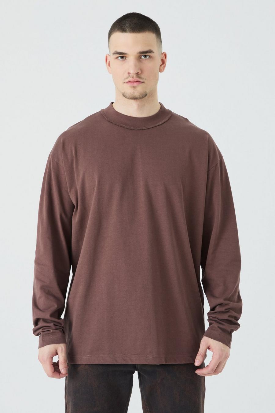 Camiseta Tall oversize con atadura en el cuello, Chocolate image number 1