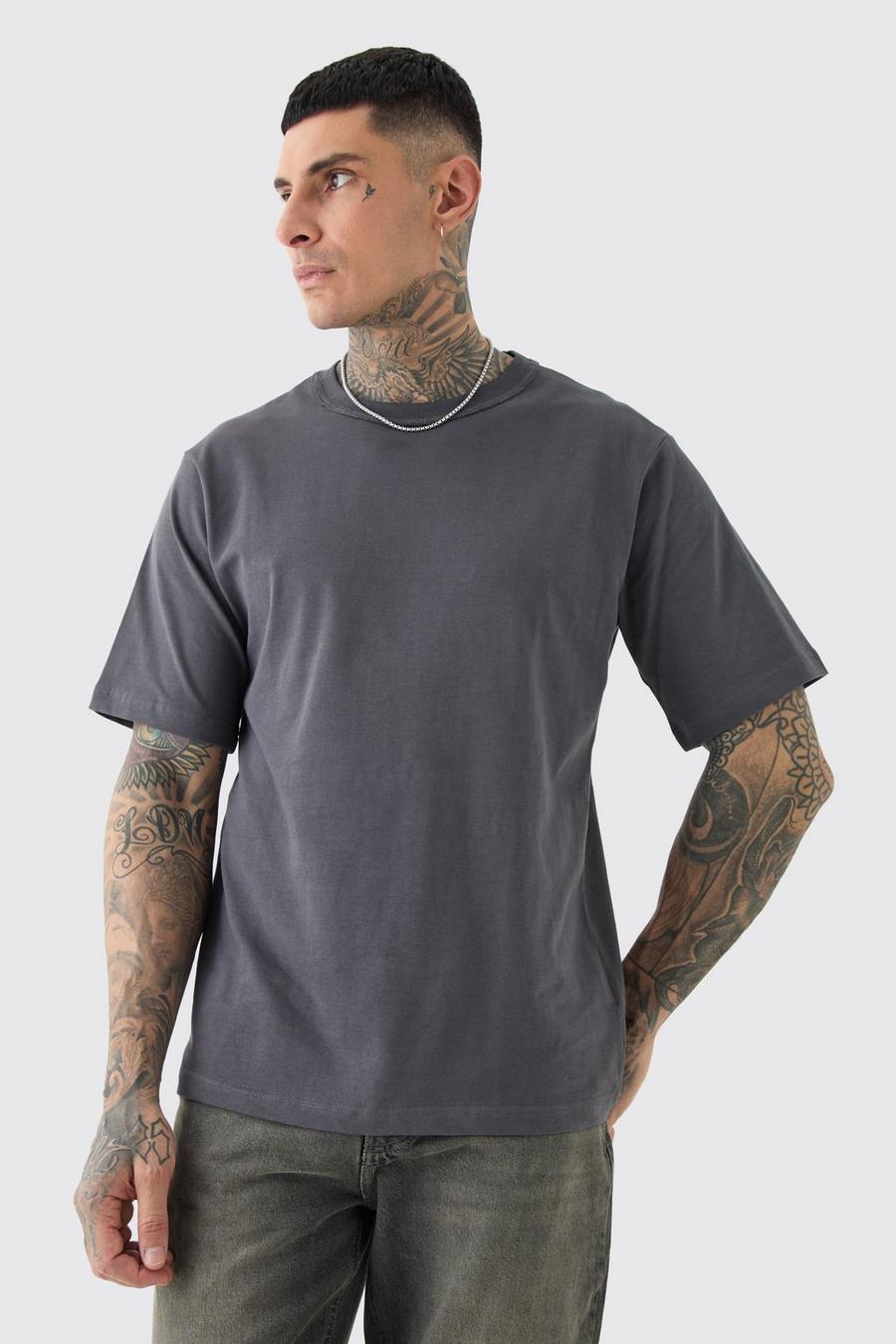 Tall - T-shirt épais à col contrastant, Charcoal