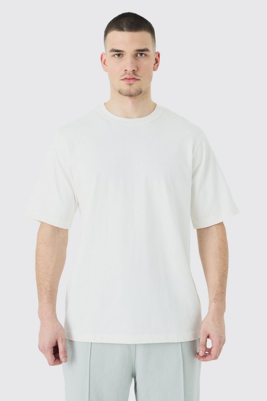 Ecru Tall T-shirt med hög halsmudd image number 1